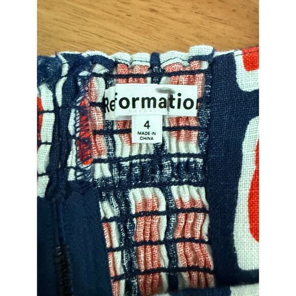 Reformation Vio Linen Top Napoli Print Square Neck Size 4 - Picture 6 of 8